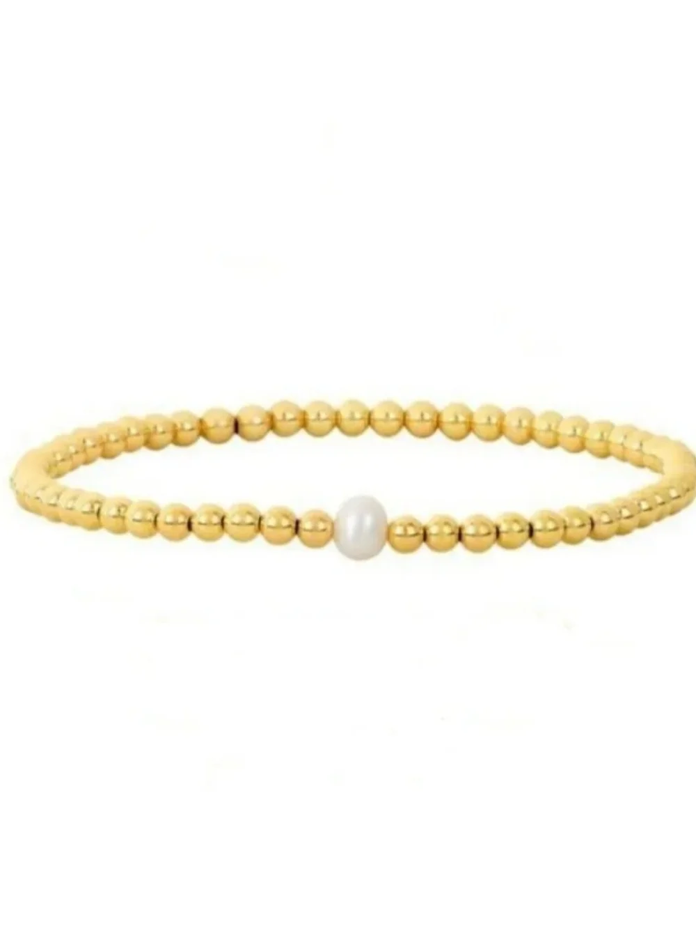 Freshwater Pearl Gold Beads Stretch Bracelet - Picture 7 of 11